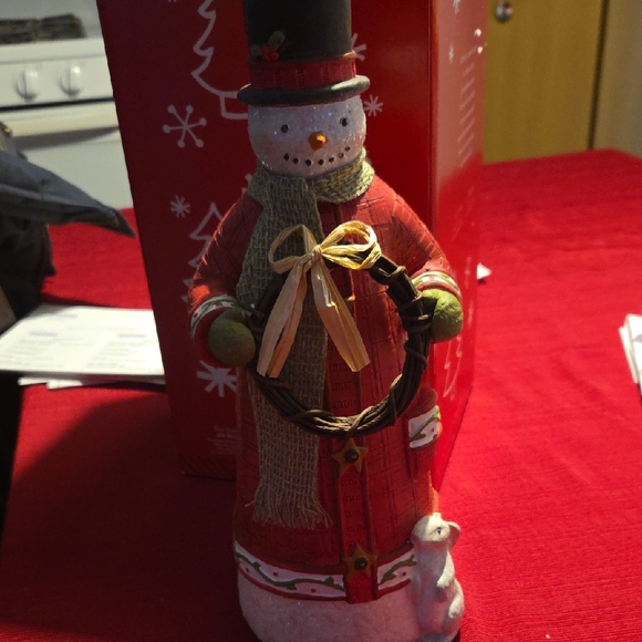 Hallmark Other - Hallmark Red Snowman with Wreath and Black Hat...in Box...2014